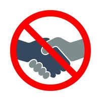 Handshake forbidden vector sign. No collaboration sign on white background. No dealing icon isolated