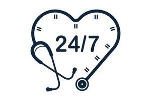 Stethoscope heart Clock Vector, Stethoscope Heart Clock Concept Illustration, Stethoscope Clock Graphic, Stethoscope Heart Shape Vector, Stethoscope Love shape Clock Illustration, Health Cock vector