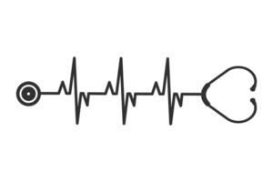 estetoscopio latido del corazón vector ilustración, latido del corazón supervisión con estetoscopio gráfico, médico estetoscopio con latido del corazón legumbres icono, estetoscopio latido del corazón