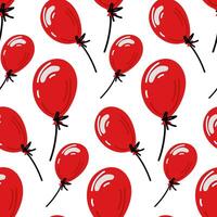 un modelo de rojo globos globos en un sin costura vector dibujo. un festivo accesorio para San Valentín día, cumpleaños. dibujado a mano dibujos. festivo negro, rojo para impresión, carteles