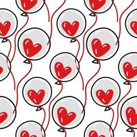 Balloon pattern is made in the shape of a heart inside a circle. Cute balloons in a seamless vector drawing. Festive accessory for Valentine's Day. Hand-drawn drawings. Festive black, red for printing