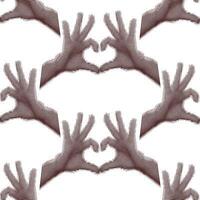 Pattern of hands folded in the shape of a heart in the style of grunge pop art a Valentine's Day card. Repeating hands, fingers in the heart to print on the clothes of a loved one. Declaration of love vector