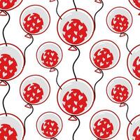 Balloon pattern is made in the shape of a circle with many hearts inside. Balloons in a seamless vector drawing. Festive accessory for Valentine's Day. Hand-drawn drawings. Festive black, red
