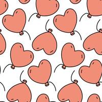 A heart-shaped balloon pattern in retro style. Seamless pattern with flying balloons in the shape of a heart. Texture for printing on Valentine's Day holiday. Pink balls on a white background vector