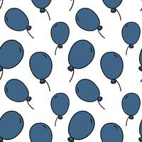 A pattern of blue balloons in retro style. Seamless pattern with flying balloons in blue. A texture for printing on any holiday. Colored balloons flying on a white background vector