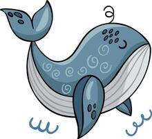 Friendly whale in doodle style vector