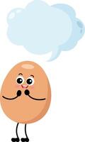 Funny egg mascot with empty speech bubble vector