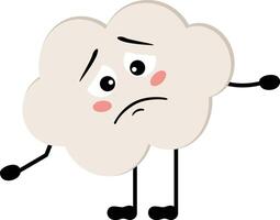 Funny cloud mascot feeling sad vector