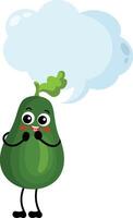 Funny avocado mascot with empty speech bubble vector
