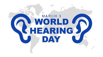 World Hearing Day is celebrated every year on March 3. Greeting poster design. Vector illustration