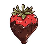 Fresh chocolate-covered strawberry isolated on white background. Vector illustration for any design.