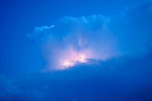 Lightnings in storm clouds. Peals of a thunder and the sparkling lightnings in clouds photo