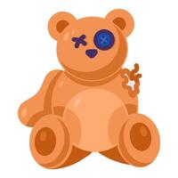 Textile Waste Bear Unnecessary Toy Flat Icon vector