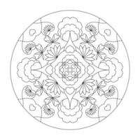 Mandala with hearts. Abstract. Coloring page. Art therapy. vector