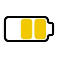 artilugio batería medio cargado dos amarillo barras batería cargar escala vector