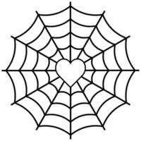 Spider web with heart pattern inside, love networks, heart mesh vector