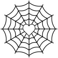 Spider web with heart pattern inside, love networks, heart mesh vector