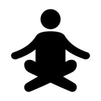 Icon man doing yoga, yogi sits lotus position meditates levitation vector