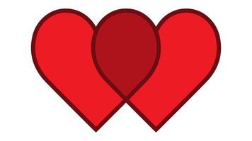 Two red hearts are intertwined on a white background vector
