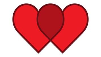 Two red hearts are intertwined on a white background vector