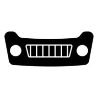 Car protection bumper icon, bumper with radiator grille and headlights vector