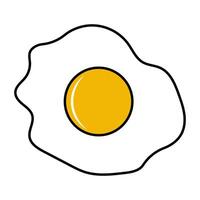 Fried egg yolk white, delicious nutritious breakfast, cooking scrambled eggs vector