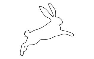 Rabbit outline. Easter Bunny. Isolated on white background. A simple black icon of hare. Cute animal. Ideal for logo, emblem, pictogram, print, design element for greeting card, invitation vector