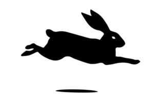 Rabbit silhouette. Easter Bunny. Isolated on white background. A simple black icon of hare. Cute animal. Ideal for logo, emblem, pictogram, print, design element for greeting card, invitation vector