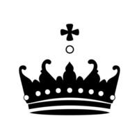 corona icono. un simple, negro silueta de un real corona. vector ilustración aislado en blanco antecedentes. ideal para logotipos, emblemas, insignias. lata ser usado en marca, web diseño.