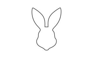 Rabbit head outline. Easter Bunny. Isolated on white background. A simple black icon of hare. Cute animal. Ideal for logo, emblem, pictogram, print, design element for greeting card, invitation vector