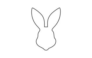 Rabbit head outline. Easter Bunny. Isolated on white background. A simple black icon of hare. Cute animal. Ideal for logo, emblem, pictogram, print, design element for greeting card, invitation vector