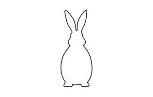 Rabbit outline. Easter Bunny. Isolated on white background. A simple black icon of hare. Cute animal. Ideal for logo, emblem, pictogram, print, design element for greeting card, invitation vector