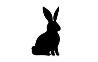 Rabbit silhouette. Easter Bunny. Isolated on white background. A simple black icon of hare. Cute animal. Ideal for logo, emblem, pictogram, print, design element for greeting card, invitation vector