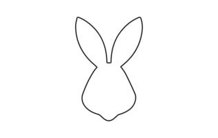 Rabbit head outline. Easter Bunny. Isolated on white background. A simple black icon of hare. Cute animal. Ideal for logo, emblem, pictogram, print, design element for greeting card, invitation vector