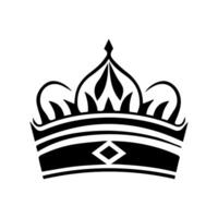 Crown Icon. A simple, black silhouette of a royal crown. Vector illustration isolated on white background. Ideal for logos, emblems, insignia. Can be used in branding, web design.