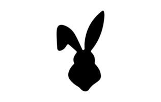 Silhouette of a rabbit head. Easter Bunny. Isolated on white background. A simple black icon of hare. Cute animal. Ideal for logo, emblem, pictogram, print, design element for greeting card vector