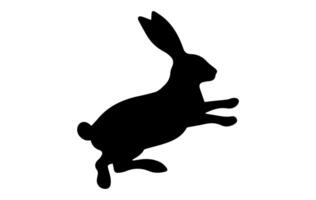 Rabbit silhouette. Easter Bunny. Isolated on white background. A simple black icon of hare. Cute animal. Ideal for logo, emblem, pictogram, print, design element for greeting card, invitation vector