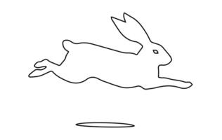 Rabbit outline. Easter Bunny. Isolated on white background. A simple black icon of hare. Cute animal. Ideal for logo, emblem, pictogram, print, design element for greeting card, invitation vector