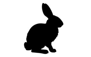 Rabbit silhouette. Easter Bunny. Isolated on white background. A simple black icon of hare. Cute animal. Ideal for logo, emblem, pictogram, print, design element for greeting card, invitation vector
