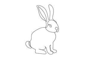 Continuous one line drawing of Rabbit. Simple line art of Easter Bunny. Isolated on white background. Minimalist style. Design element. For print, greeting, postcard, scrapbooking vector
