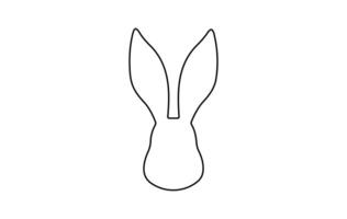 Rabbit head outline. Easter Bunny. Isolated on white background. A simple black icon of hare. Cute animal. Ideal for logo, emblem, pictogram, print, design element for greeting card, invitation vector