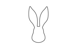 Rabbit head outline. Easter Bunny. Isolated on white background. A simple black icon of hare. Cute animal. Ideal for logo, emblem, pictogram, print, design element for greeting card, invitation vector