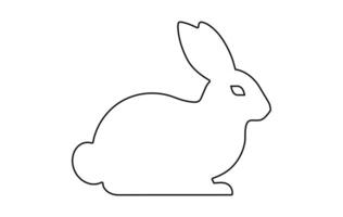 Rabbit outline. Easter Bunny. Isolated on white background. A simple black icon of hare. Cute animal. Ideal for logo, emblem, pictogram, print, design element for greeting card, invitation vector