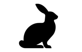 Rabbit silhouette. Easter Bunny. Isolated on white background. A simple black icon of hare. Cute animal. Ideal for logo, emblem, pictogram, print, design element for greeting card, invitation vector