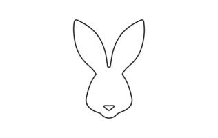 Rabbit head outline. Easter Bunny. Isolated on white background. A simple black icon of hare. Cute animal. Ideal for logo, emblem, pictogram, print, design element for greeting card, invitation vector