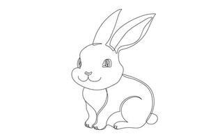 Continuous one line drawing of Rabbit. Simple line art of Easter Bunny. Isolated on a white backdrop. Minimalist style. Design element. For print, greeting, postcard, scrapbooking vector