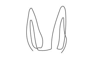 Continuous one line drawing of rabbit ears. Simple line art of funny Easter bunny ears. Isolated on white background. Minimalist style. Design element for print, greeting, postcard, scrapbooking vector