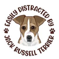 Easily Distracted By Jack Russell Terrier Dog Typography T-shirt Design Pro Vector