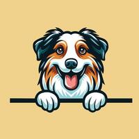 AI generated Australian Shepherd dog peeking illustration Pro vector