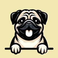 AI generated Pug dog peeking illustration Pro vector